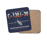 Thumbnail for C-130J-30 Super Hercules design on navy blue 1 piece coaster