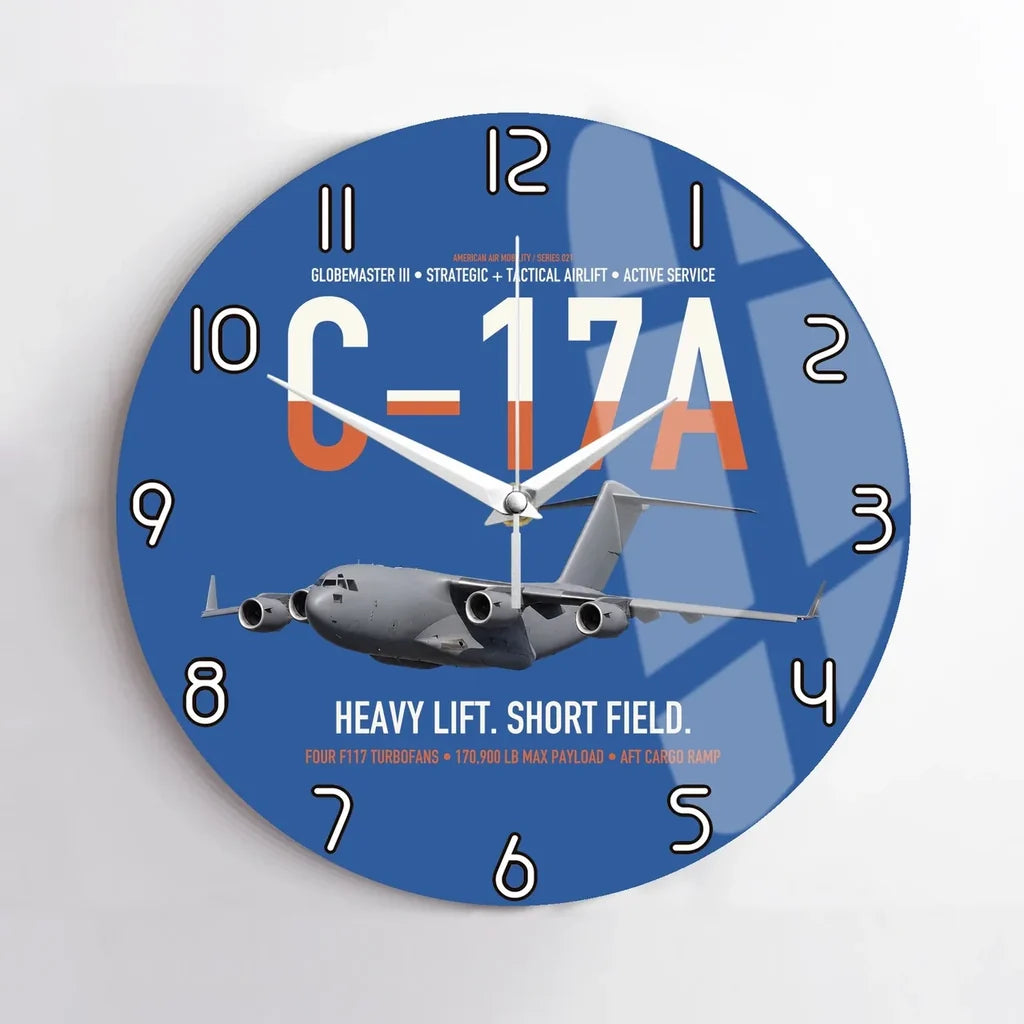 C-17A Globemaster III design on blue no frame wall clock
