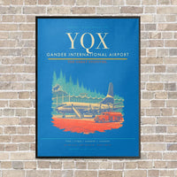 Thumbnail for Gander International Airport YQX vertical canvas print - framed - turquoise background