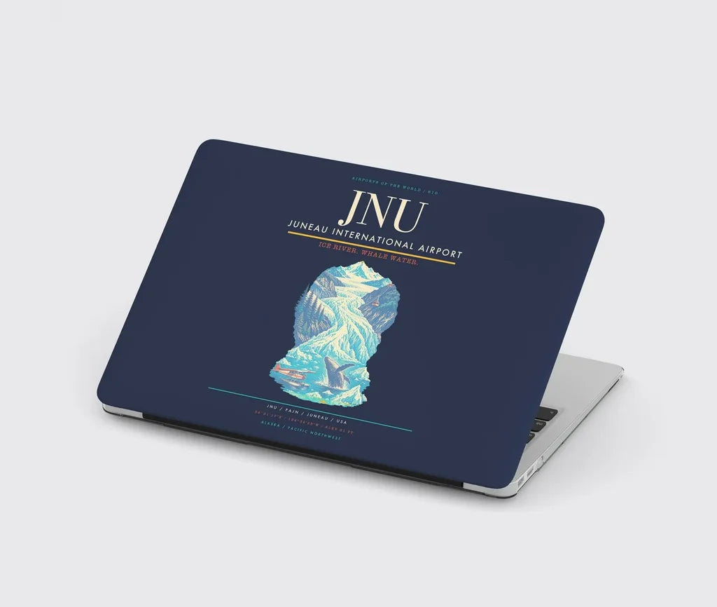 Juneau International Airport (JNU) design on navy blue MacBook case