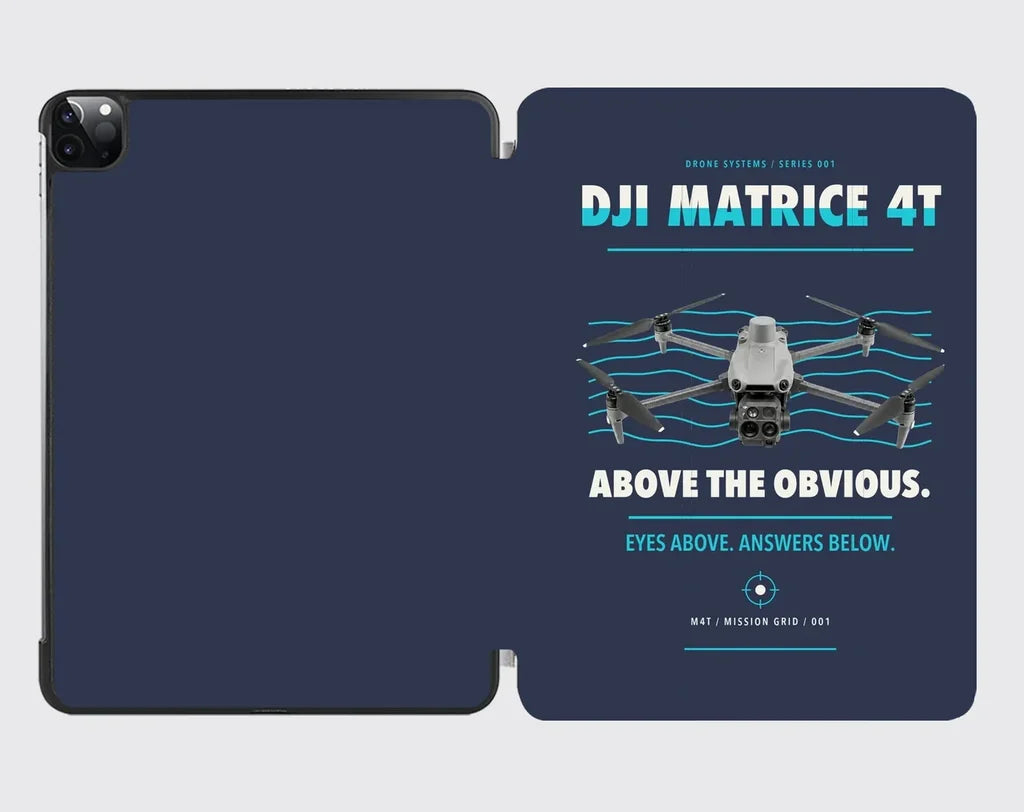 DJI Matrice 4T design on navy blue ipad tablet case