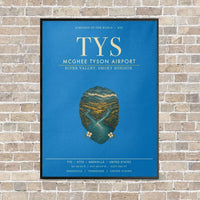 Thumbnail for McGhee Tyson Airport Knoxville TYS vertical canvas print - framed - turquoise background