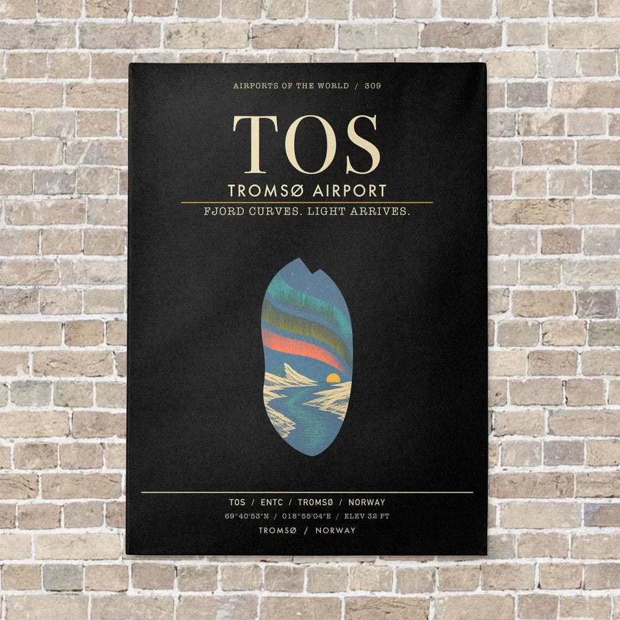 Troms Airport TOS - Canvas Framed - Black