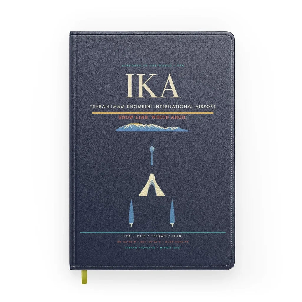 Tehran Imam Khomeini International Airport (IKA) design on navy blue notebook