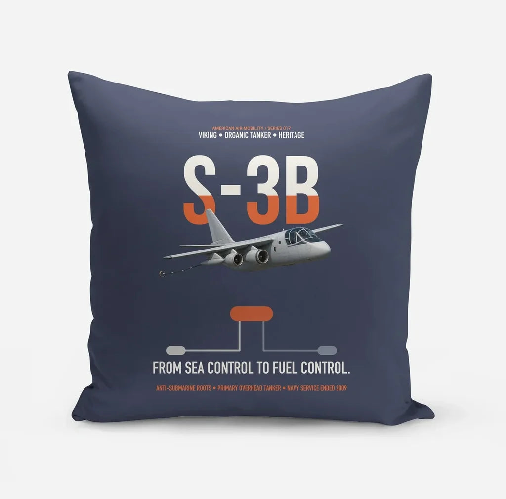 S-3B Viking design on navy blue pillow