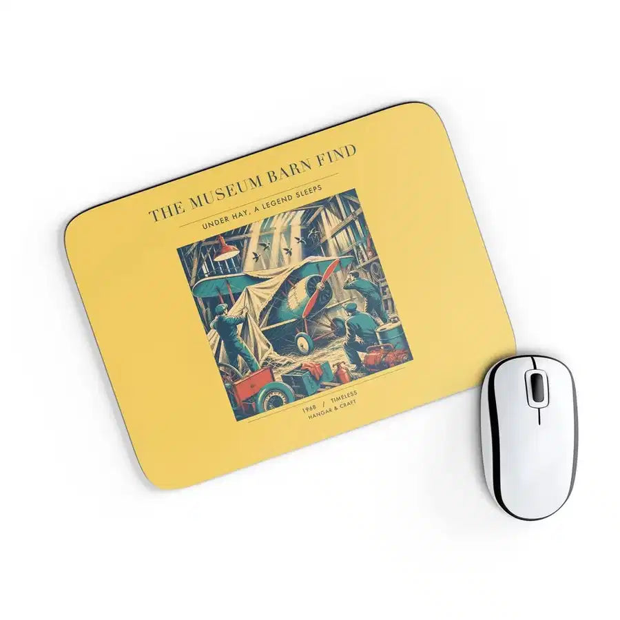 VINTAGE G4454 - The Museum Barn Find - Designed Mouse Pads design on yellow rectangle
