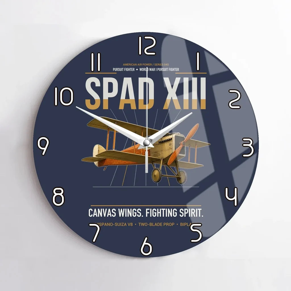 SPAD XIII design on navy blue no frame wall clock