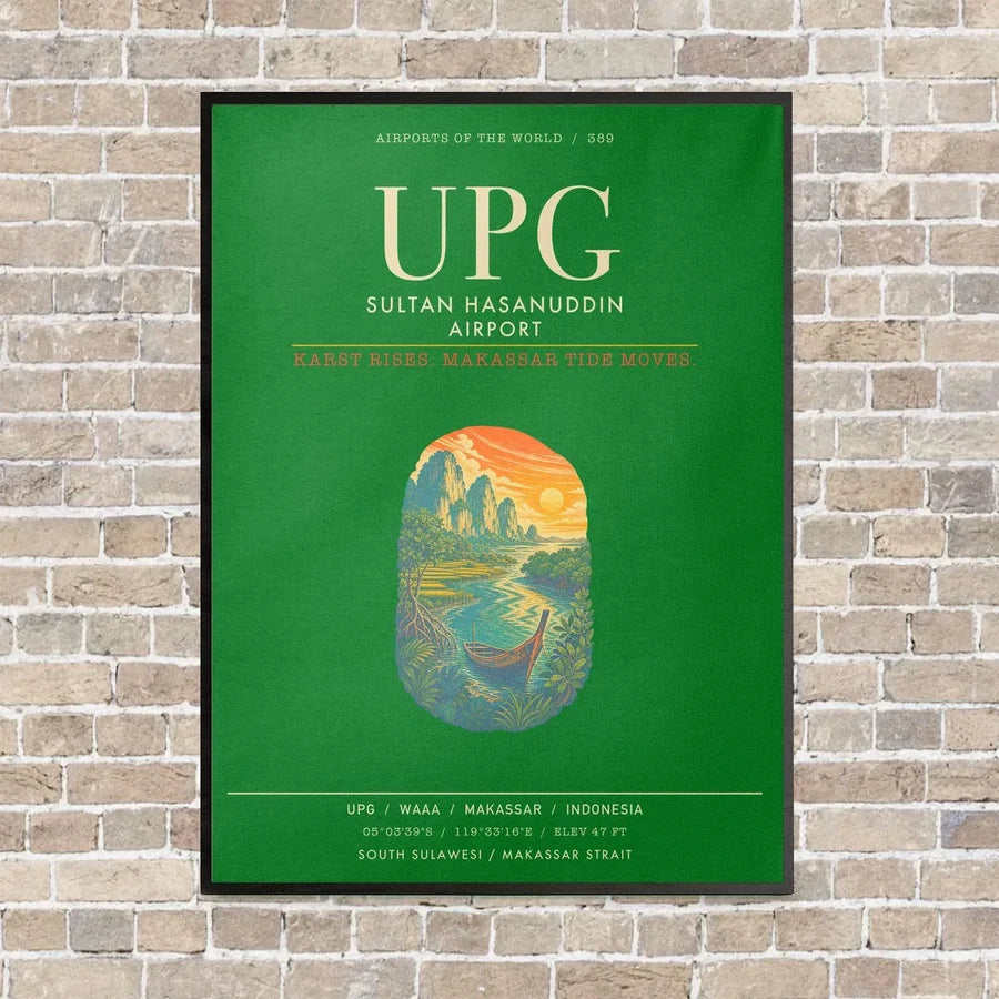 Sultan Hasanuddin Airport UPG - Canvas Framed - Green