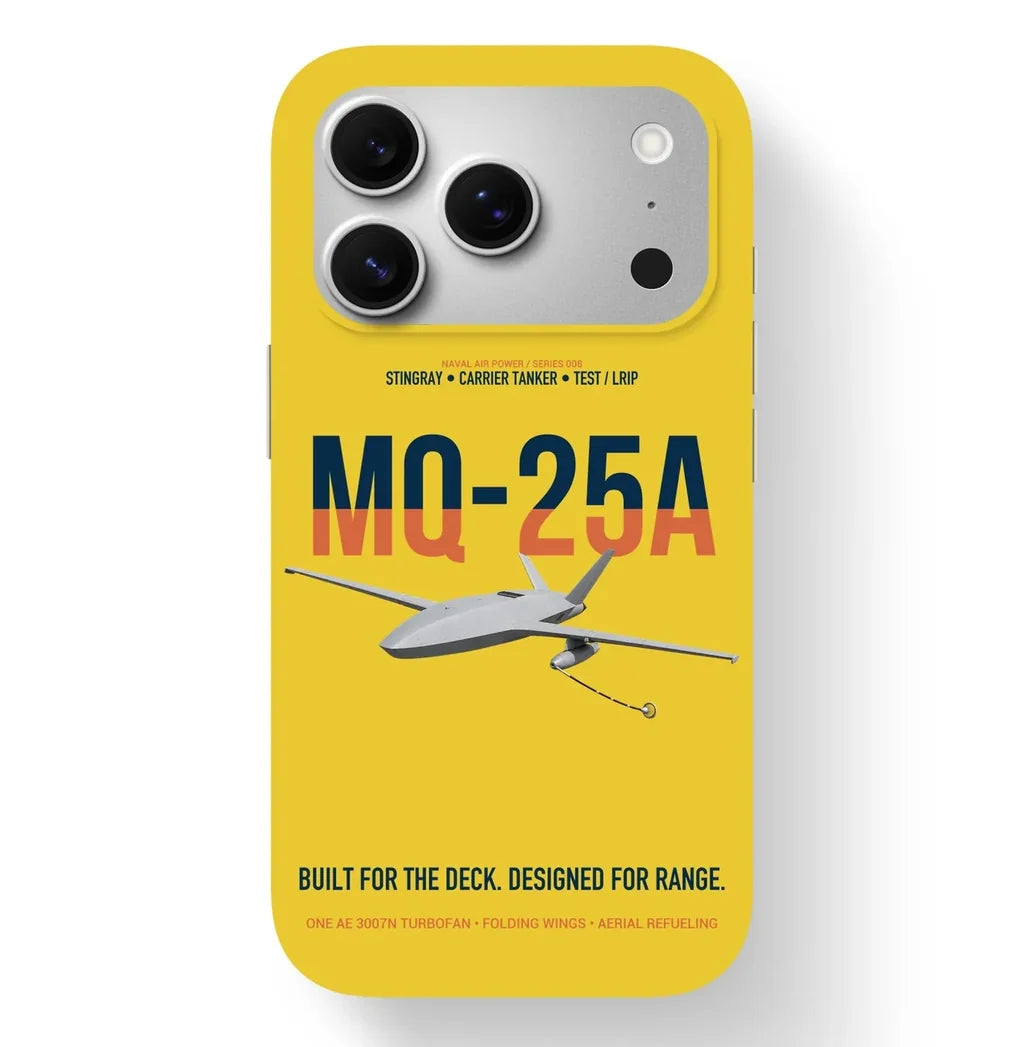 MQ-25A STINGRAY design on yellow magsafe iphone case, for iPhone 17 Pro