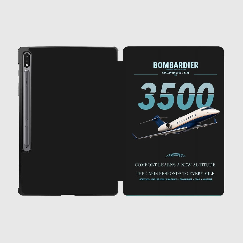 Bombardier Challenger 3500 design on black samsung tablet tablet case