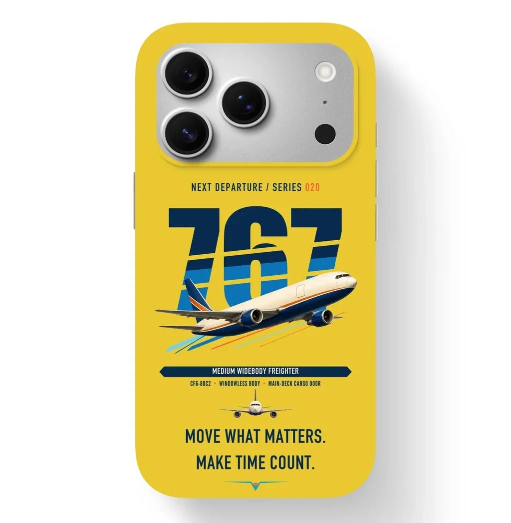 Boeing 767-300F design on yellow magsafe iphone case