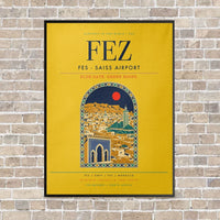 Thumbnail for Fes - Saiss Airport FEZ vertical canvas print - framed - yellow background