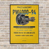 Thumbnail for PW4000-94 vertical canvas print - framed - yellow background