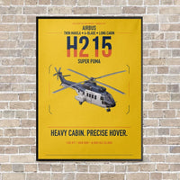 Thumbnail for Airbus H215 vertical canvas print - framed - yellow background