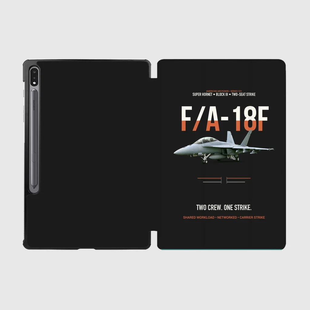 F-A-18F Super Hornet Block III Two Crew One Strike design on black samsung tablet tablet case