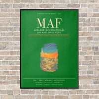 Thumbnail for Midland International Air and Space Port MAF - Canvas Framed - Green