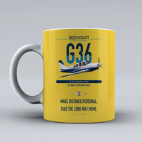 Thumbnail for Beechcraft Bonanza G36 design on yellow ceramic mug, double-side print