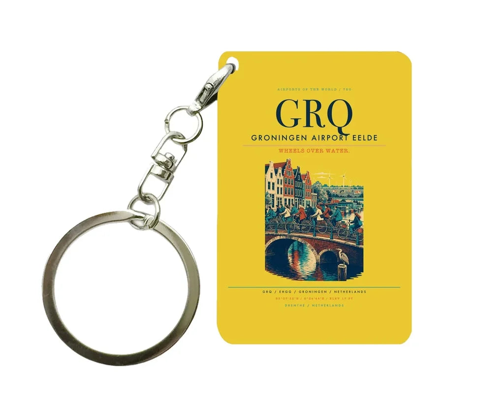 Groningen Airport Eelde (GRQ) design on yellow key chain