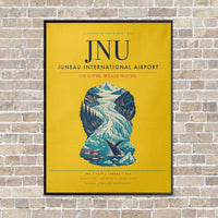 Thumbnail for Juneau International Airport JNU vertical canvas print - framed - yellow background