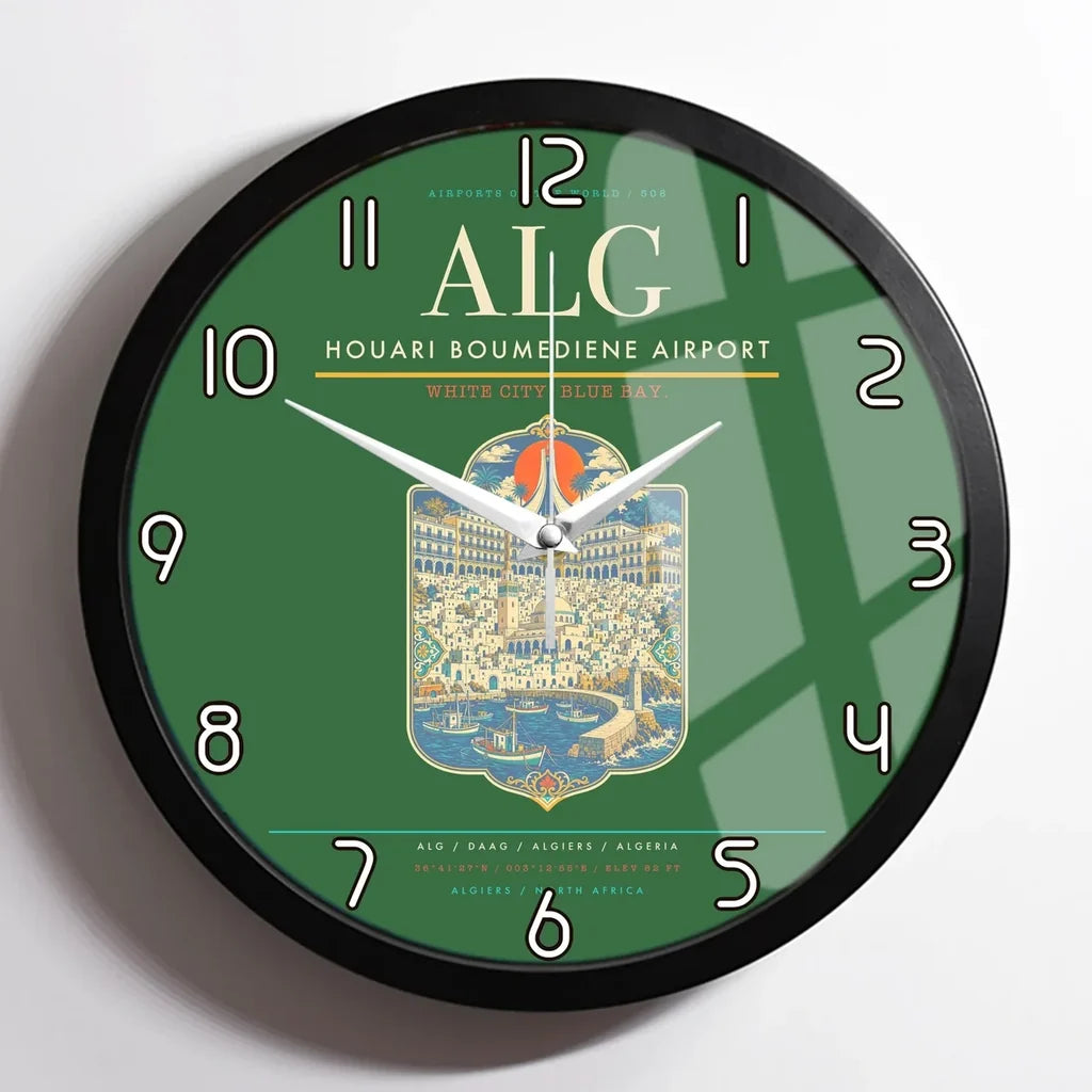 Houari Boumediene Airport ALG Wall-Clock Framed - Green