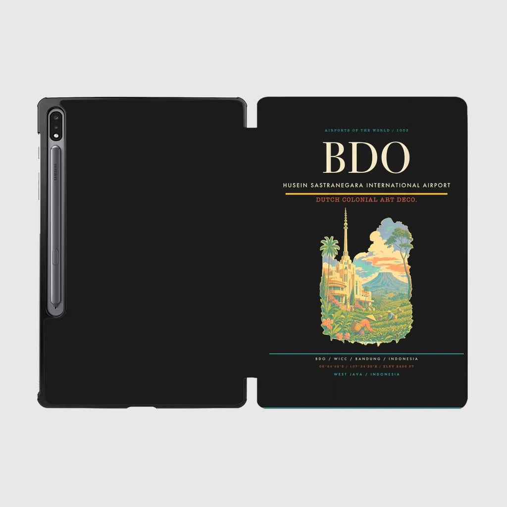 Husein Sastranegara International Airport (BDO) design on black samsung tablet tablet case