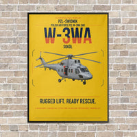 Thumbnail for PZL-Świdnik W-3WA Sokół vertical canvas print - framed - yellow background