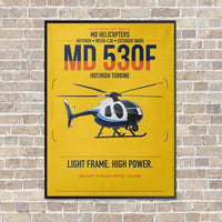 Thumbnail for MD Helicopters MD 530F vertical canvas print - framed - yellow background