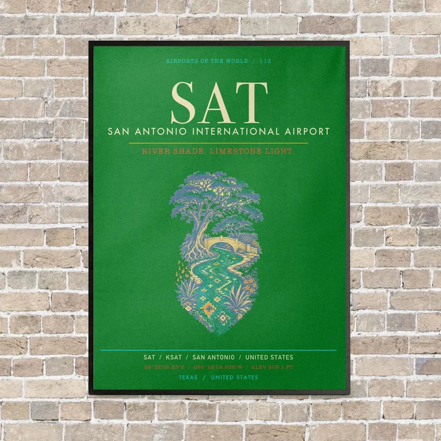 San Antonio International Airport SAT - Canvas Framed - Green