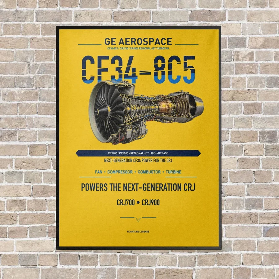 CF34-8C5 vertical canvas print - framed - yellow background
