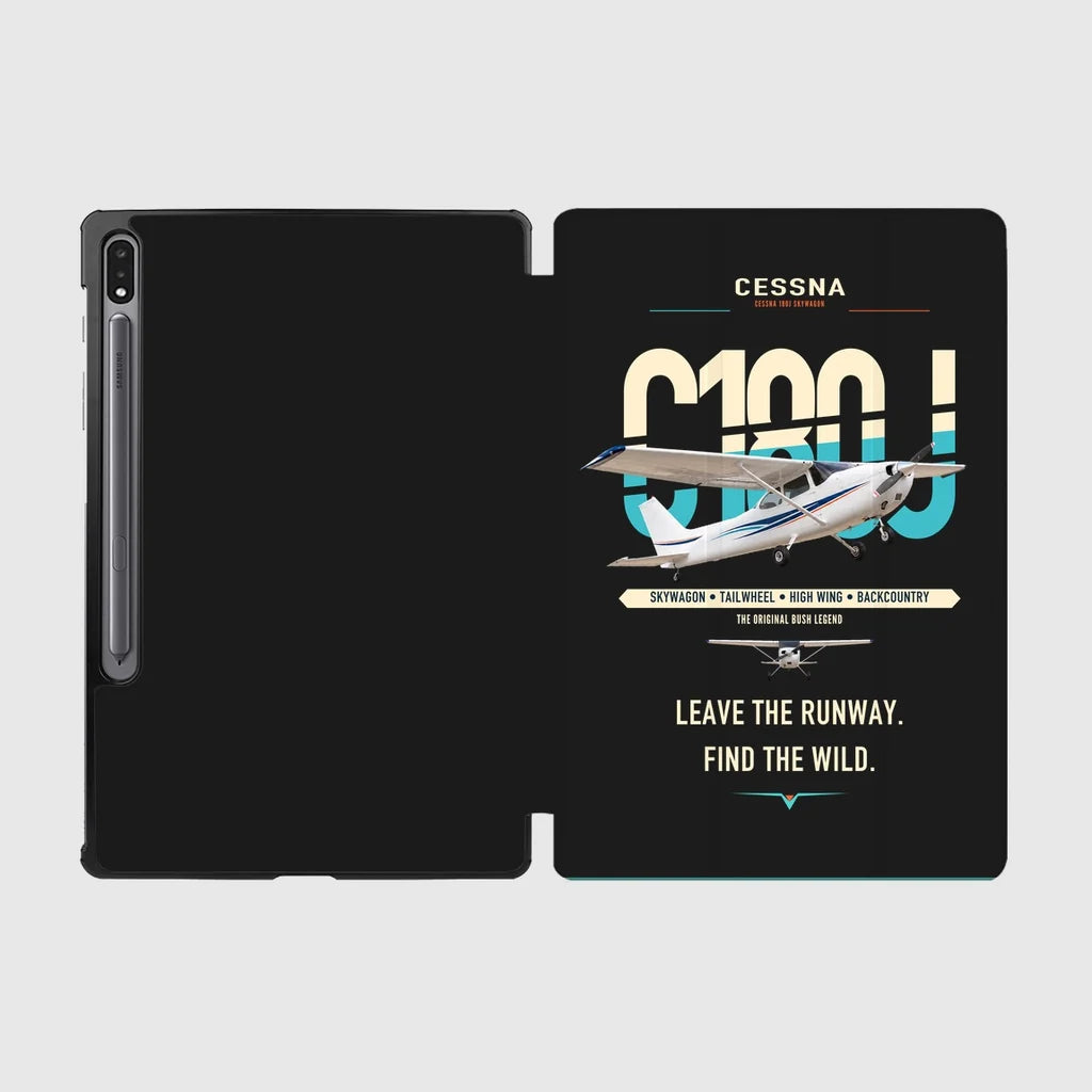 Cessna 180J Skywagon design on black samsung tablet tablet case