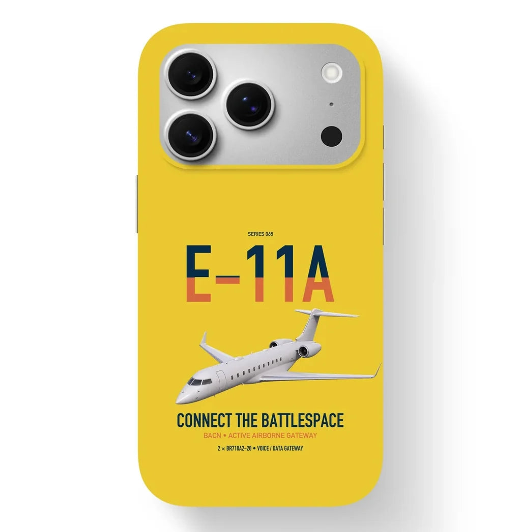 E-11A BACN design on yellow magsafe iphone case, for iPhone 17 Pro