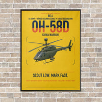 Thumbnail for Bell OH-58D Kiowa Warrior vertical canvas print - framed - yellow background