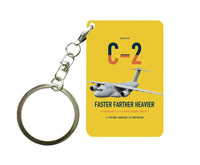 Thumbnail for Kawasaki C-2 design on yellow designed key chain, double-side print