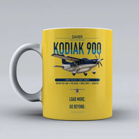 Thumbnail for Daher Kodiak 900 design on yellow ceramic mug, double-side print