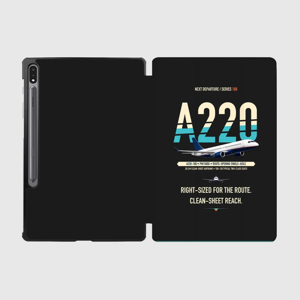 Airbus A220-100 design on black samsung tablet tablet case