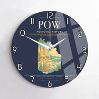 Thumbnail for Portorož Airport (POW) design on navy blue no frame wall clock
