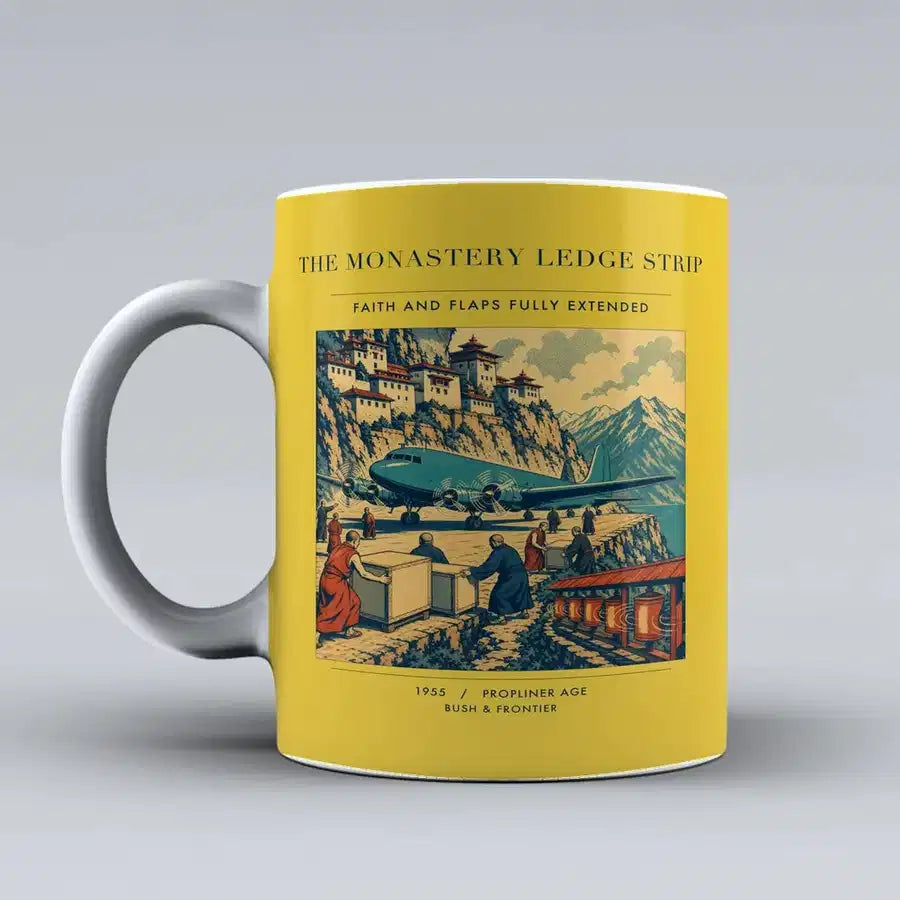 VINTAGE G4341 - The Monastery Ledge Strip - Ceramic Mug design on yellow