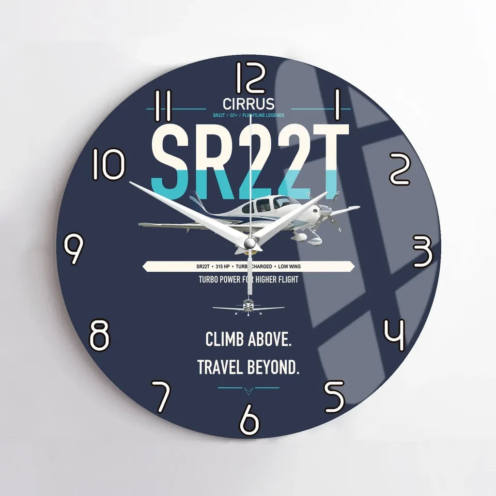 Cirrus SR22T design on navy blue no frame wall clock