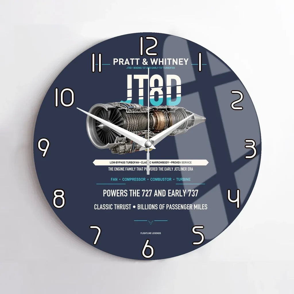 JT8D design on navy blue no frame wall clock
