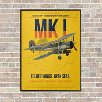 Thumbnail for Fairey Swordfish Mk I vertical canvas print - framed - yellow background