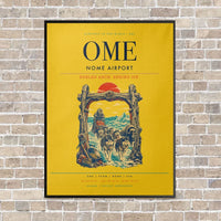 Thumbnail for Nome Airport OME vertical canvas print - framed - yellow background