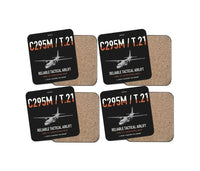Thumbnail for Airbus C295M T.21 design on black 4 pieces set coaster