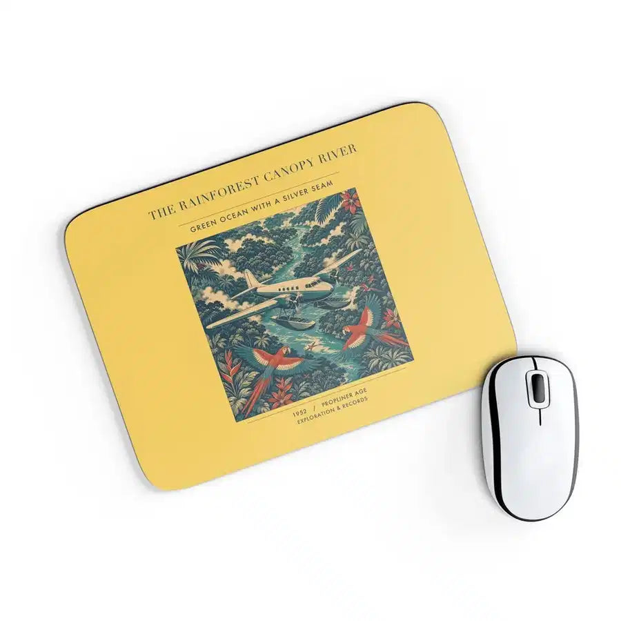 VINTAGE G4403 - The Rainforest Canopy River - Designed Mouse Pads design on yellow rectangle