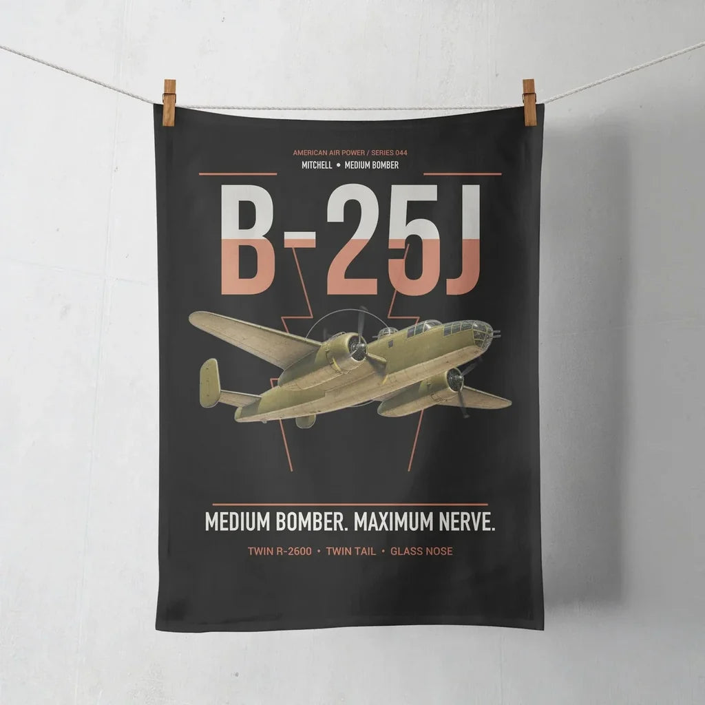 B-25J Mitchell design on black towel