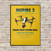 Thumbnail for DJI Inspire 3 vertical canvas print - framed - yellow background