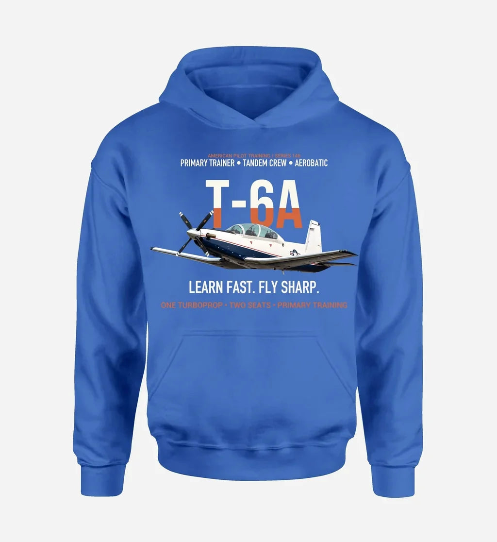 T-6A TEXAN II design on blue hoodie single side