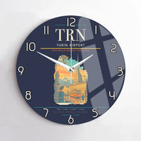 Thumbnail for Turin Airport (TRN) design on navy blue no frame wall clock