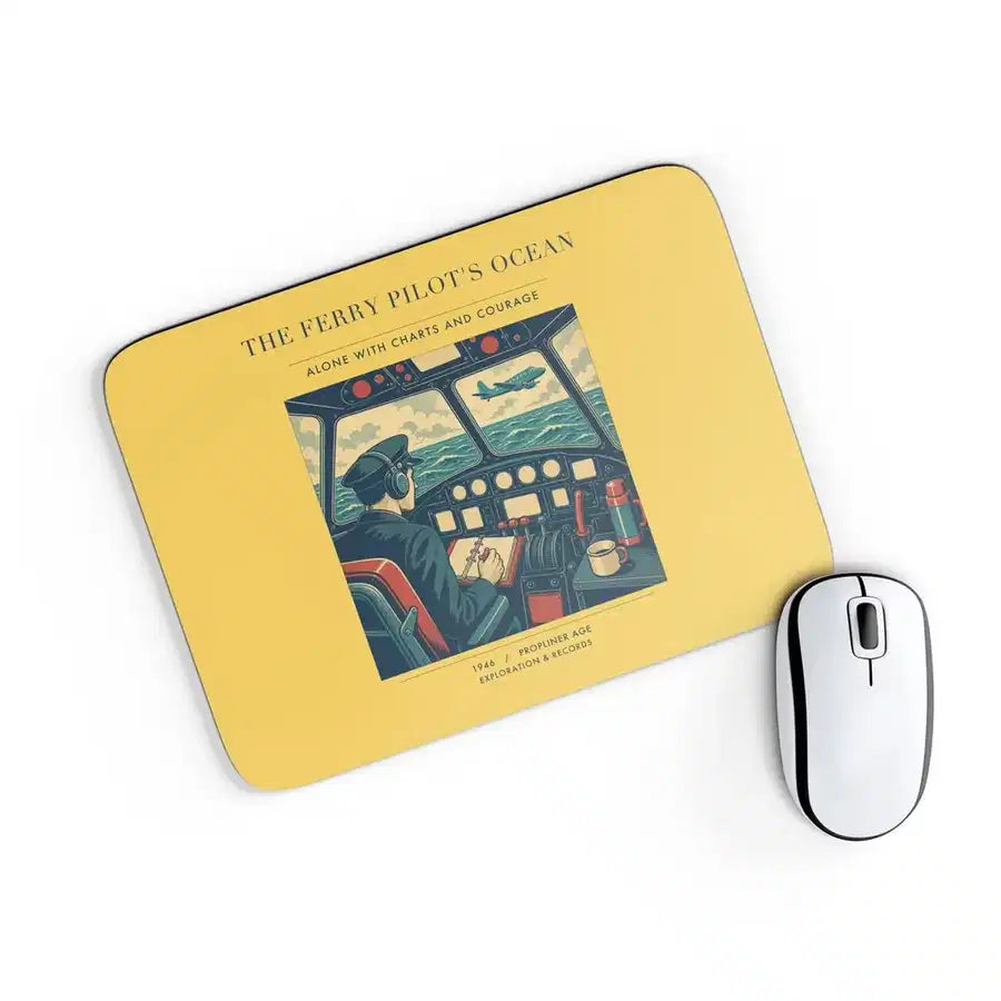 VINTAGE G4368 - The Ferry Pilot's Ocean - Designed Mouse Pads design on yellow rectangle