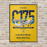 Thumbnail for Cessna 175 Skylark vertical canvas print - framed - yellow background