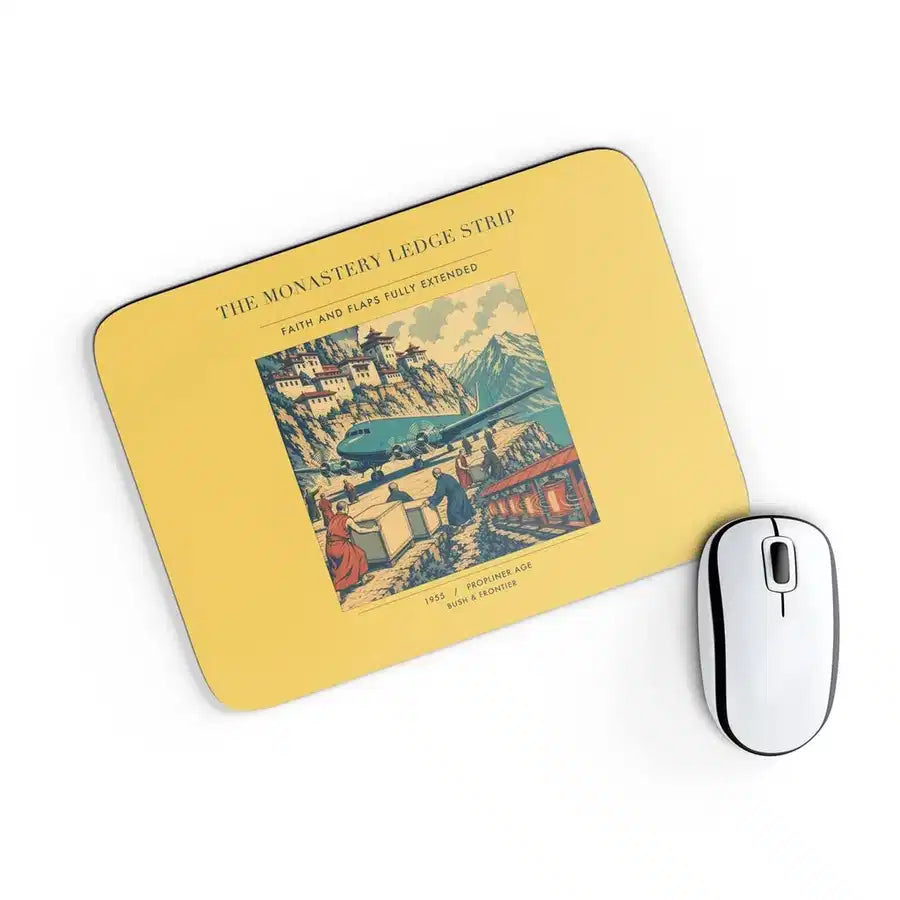 VINTAGE G4341 - The Monastery Ledge Strip - Designed Mouse Pads design on yellow rectangle